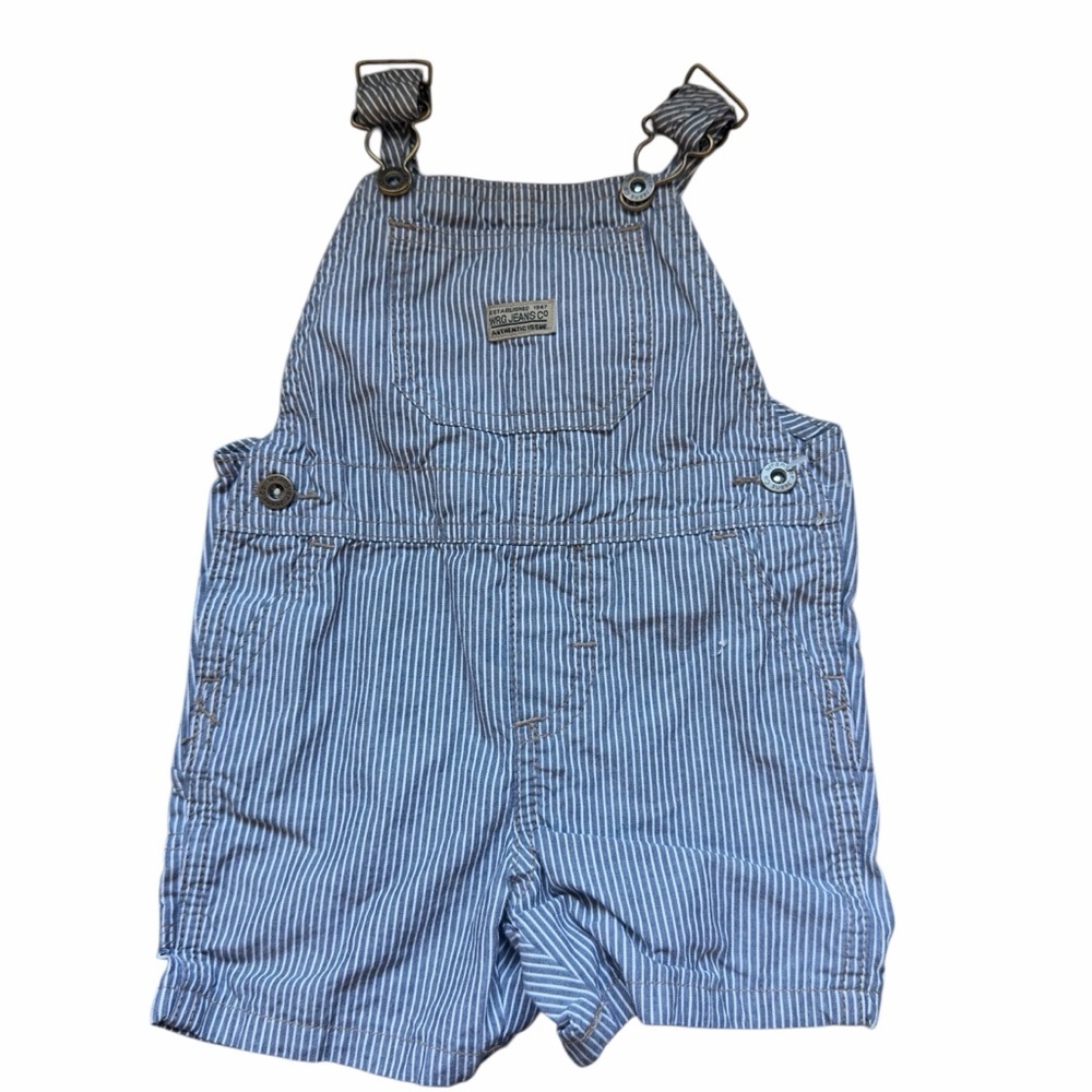 Wrangler Baby Overalls 12M Striped Shortalls 100% Cotton Casual Western Summer - Picture 2 of 6